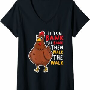 Womens Funny Chicken Shirt Walk The Walk Men Women Kids V Neck T Shirt